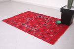 Handwoven Red kilim rug 3.4 ft x 4.8 ft