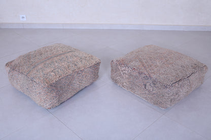 Two moroccan berber handmade ottoman rug poufs