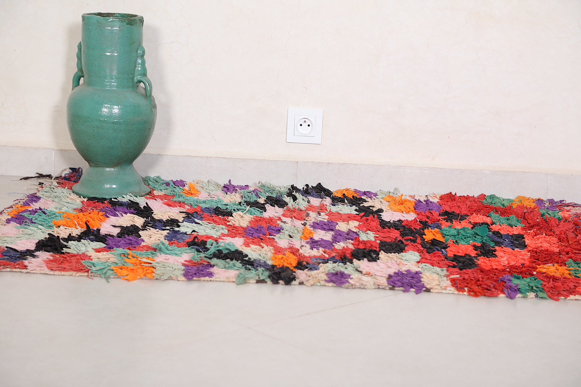 handmade boucherouite rug 2.6 X 4.1 Feet