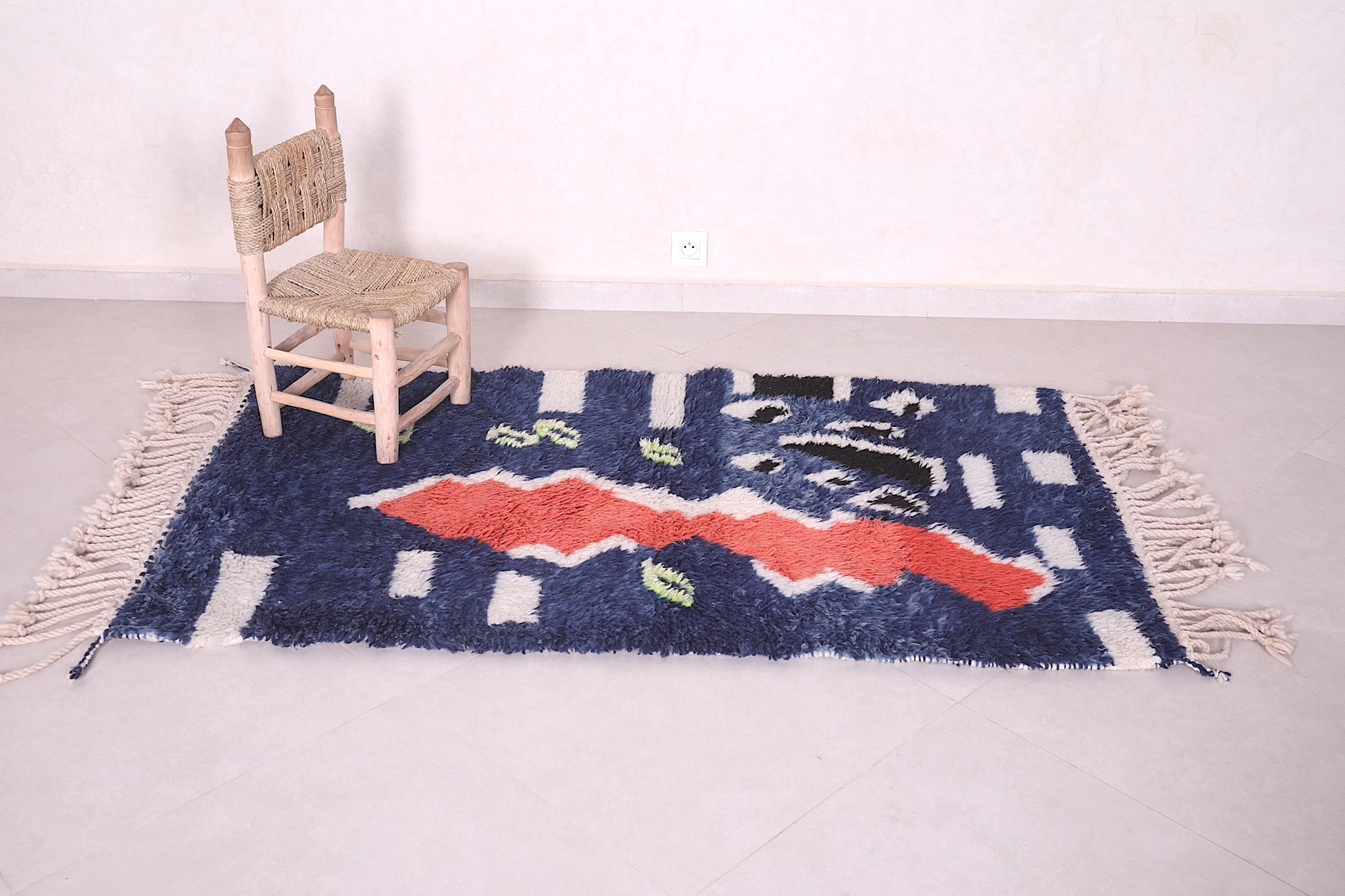 Fabulous Blue Azilal rug 3.3 X 5.9 Feet