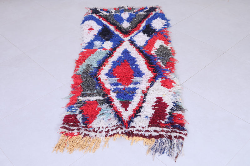 Handmade Moroccan Runner Rug – Bold Abstract Pattern 2.4 x 5.7 FT - Runner moroccan rugs
