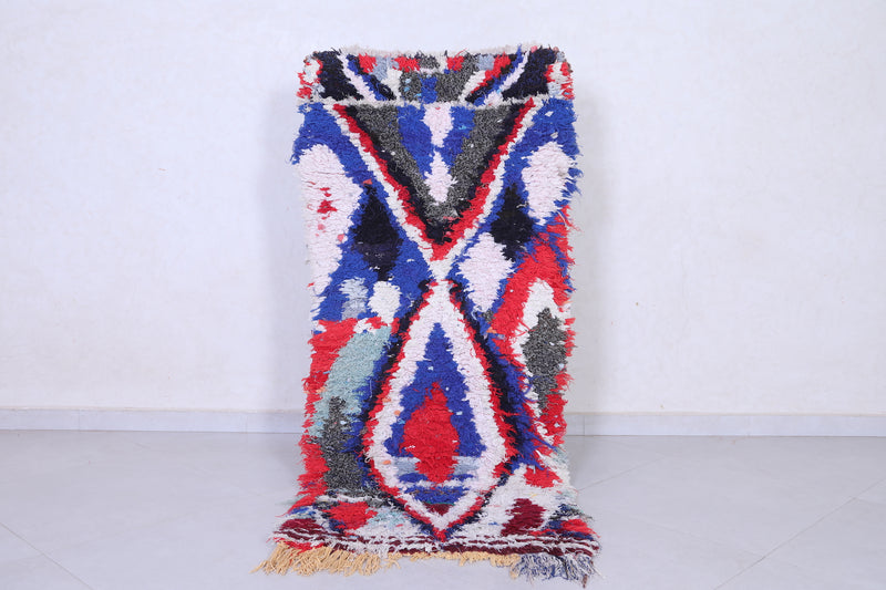 Handmade Moroccan Runner Rug – Bold Abstract Pattern 2.4 x 5.7 FT - Runner moroccan rugs