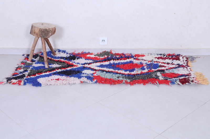 Handmade Moroccan Runner Rug – Bold Abstract Pattern 2.4 x 5.7 FT - Runner moroccan rugs