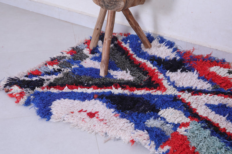 Handmade Moroccan Runner Rug – Bold Abstract Pattern 2.4 x 5.7 FT - Runner moroccan rugs