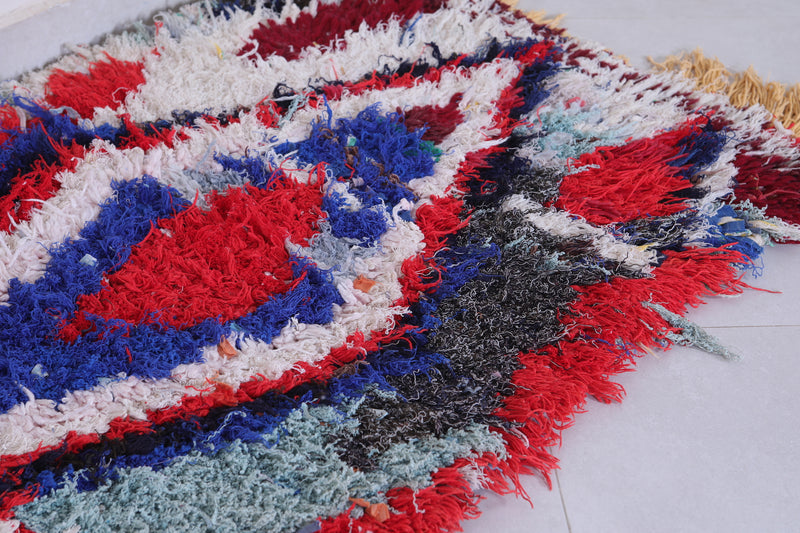 Handmade Moroccan Runner Rug – Bold Abstract Pattern 2.4 x 5.7 FT - Runner moroccan rugs