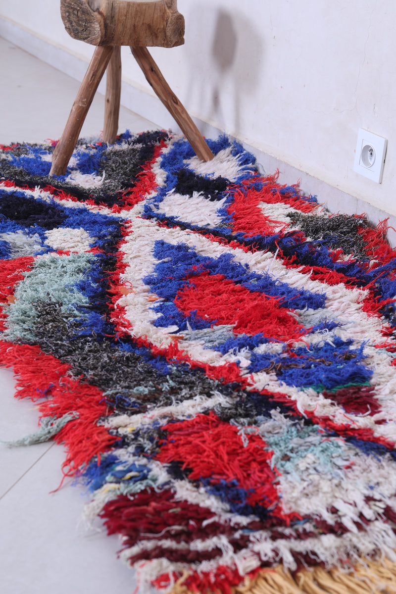 Handmade Moroccan Runner Rug – Bold Abstract Pattern 2.4 x 5.7 FT - Runner moroccan rugs