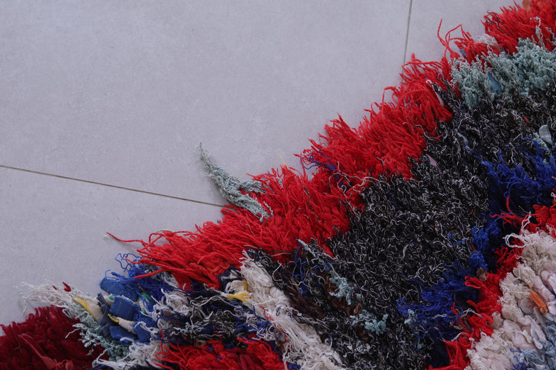 Handmade Moroccan Runner Rug – Bold Abstract Pattern 2.4 x 5.7 FT - Runner moroccan rugs