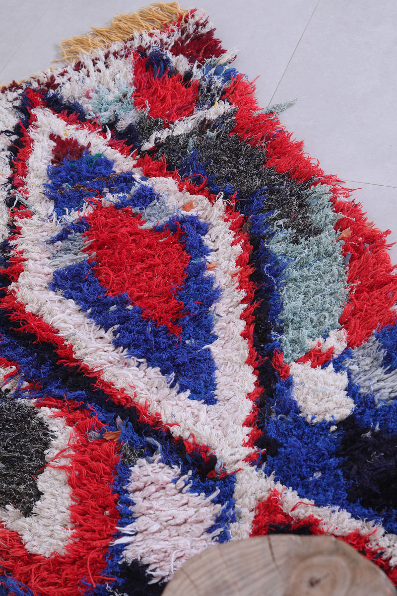 Handmade Moroccan Runner Rug – Bold Abstract Pattern 2.4 x 5.7 FT - Runner moroccan rugs