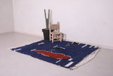 Blue Moroccan Beniourain rug 5.2 X 6.1 Feet
