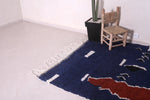 Blue Moroccan Beniourain rug 5.2 X 6.1 Feet