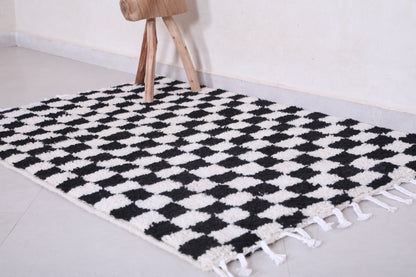 Handmade moroccan chess rug 3.2 FT X 4.4 FT