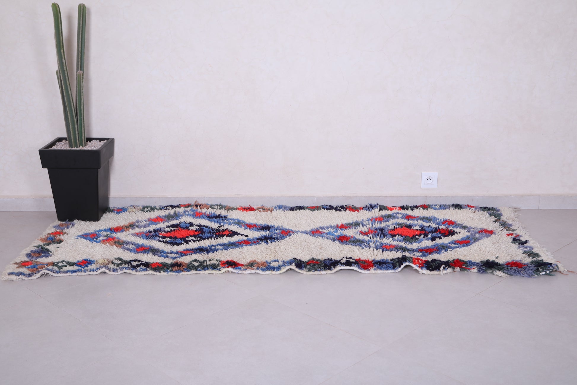 Shaggy Moroccan runner rug 2.9 X 7.7 Feet