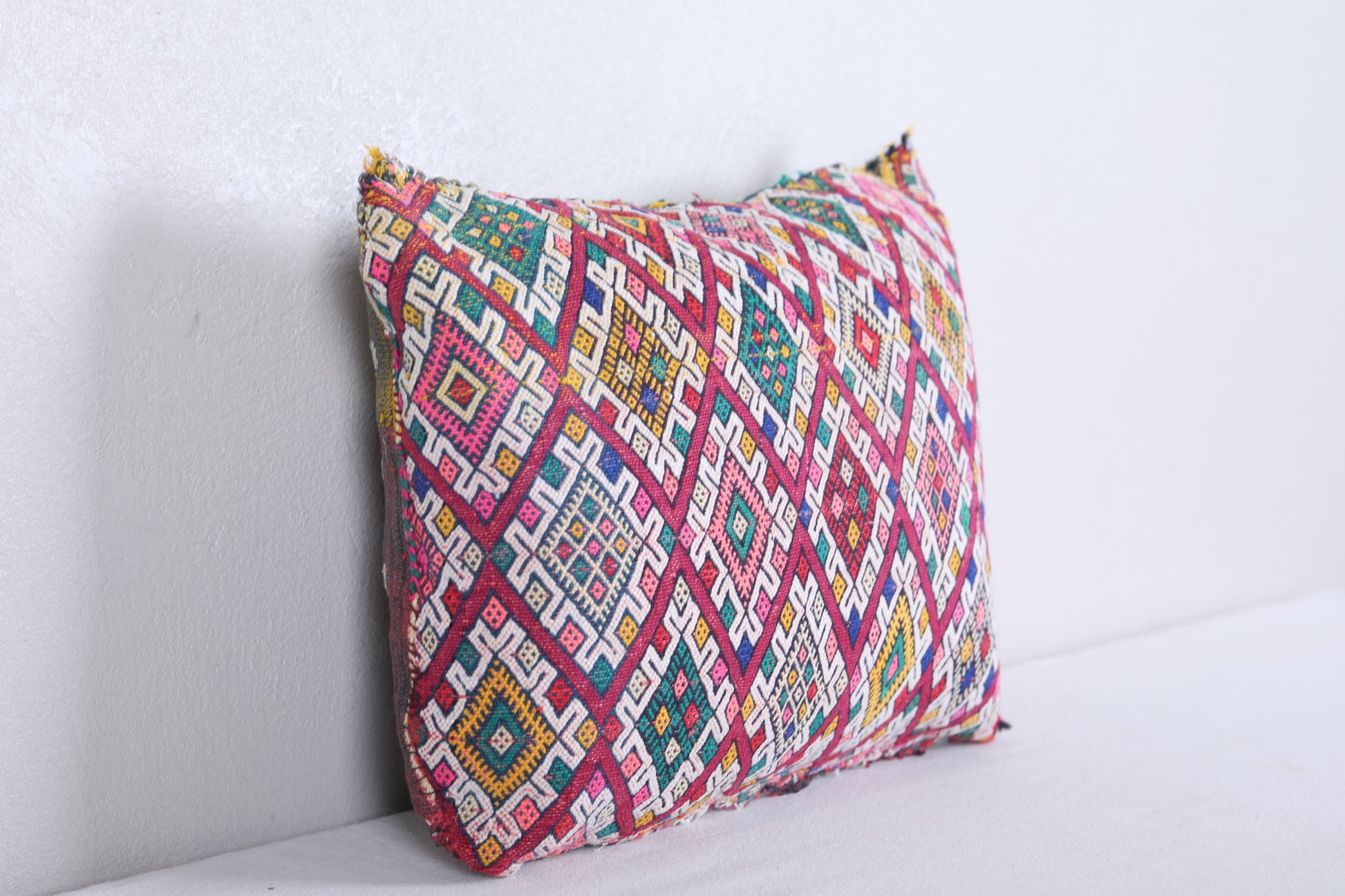 Vintage moroccan handwoven kilim pillow 12.5 INCHES X 15.7 INCHES