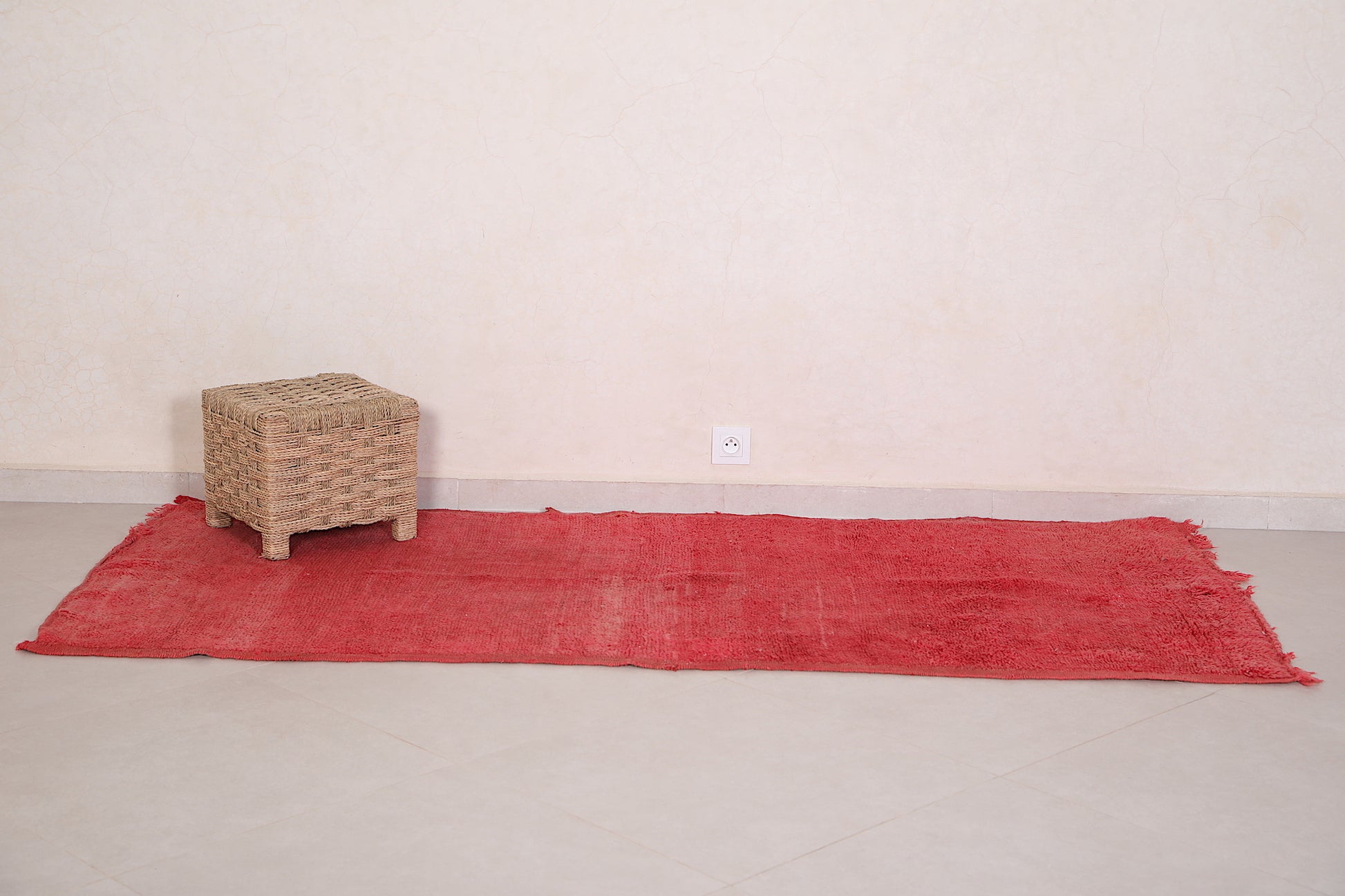 Red Berber Rug 3.4 X 7.4 Feet