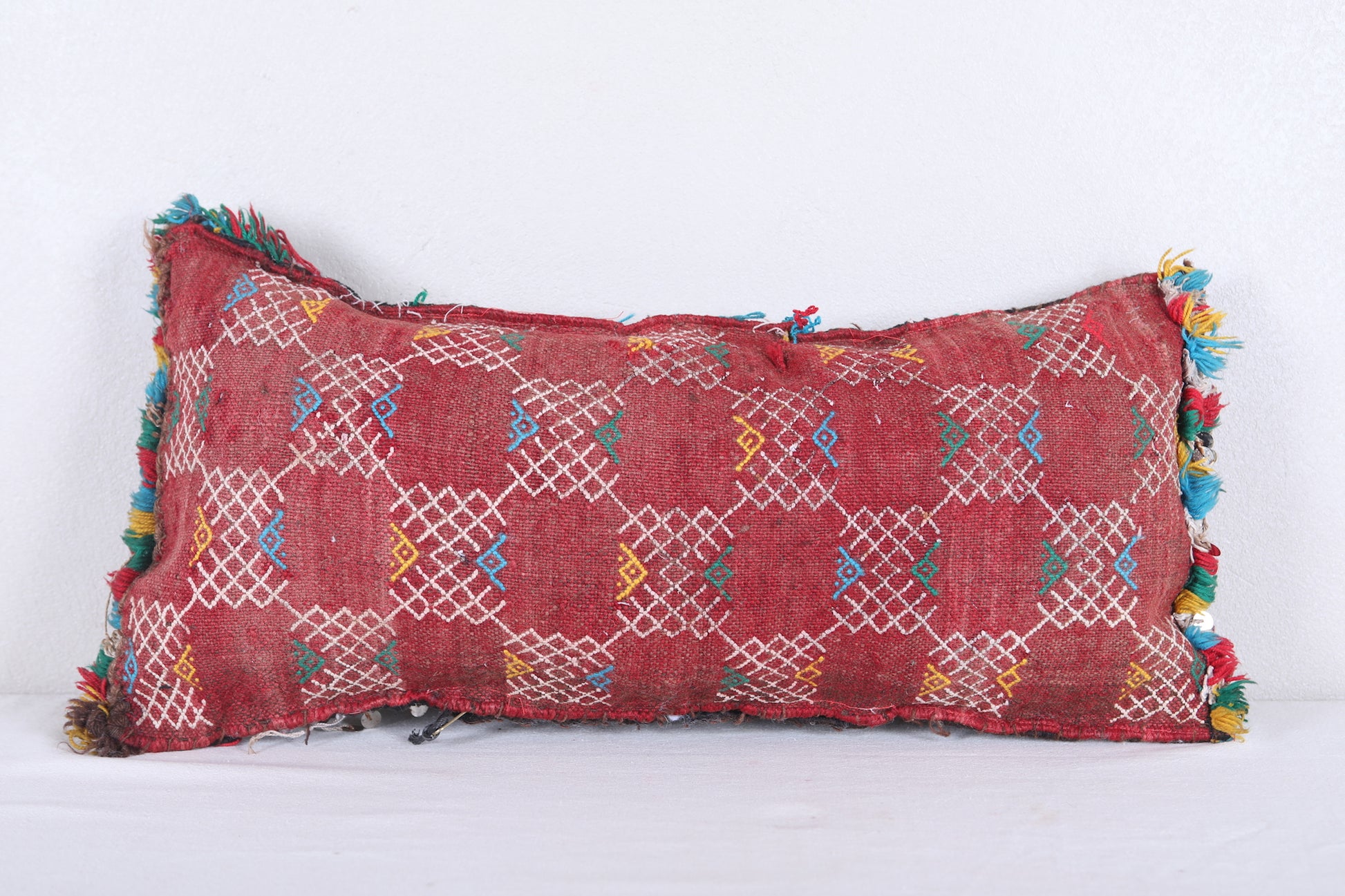 Vintage moroccan handwoven kilim pillow 11.8 INCHES X 25.5 INCHES