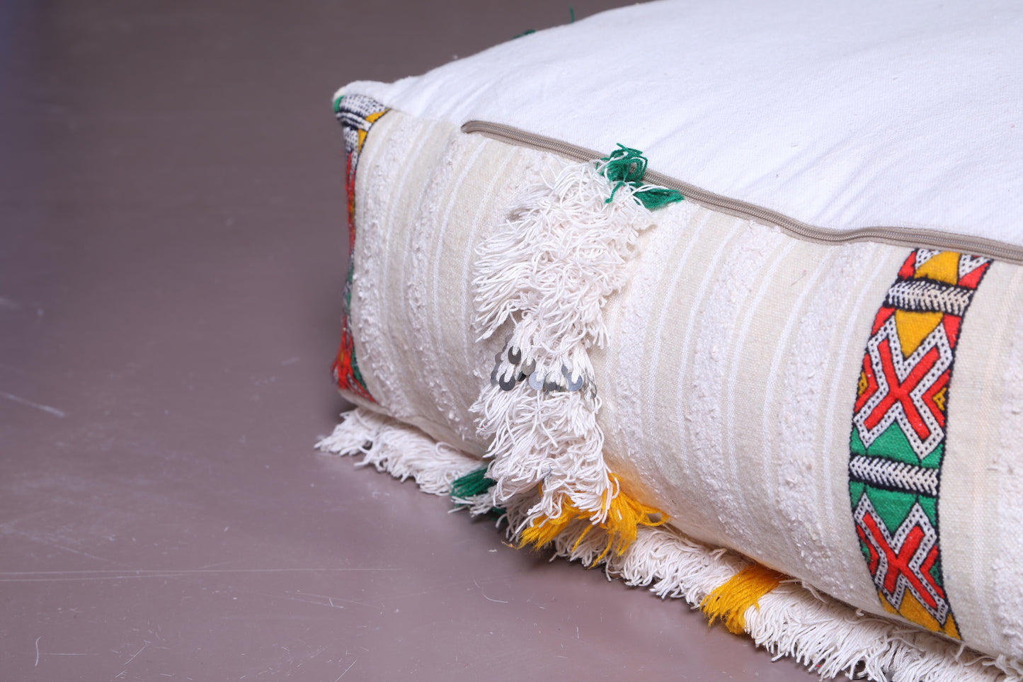Moroccan handwoven wool berber kilim rug pouf