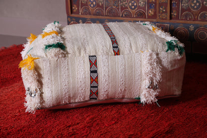 Moroccan handwoven wool berber kilim rug pouf