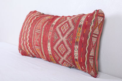 Vintage handmade moroccan kilim pillow 13.3 INCHES X 24.4 INCHES