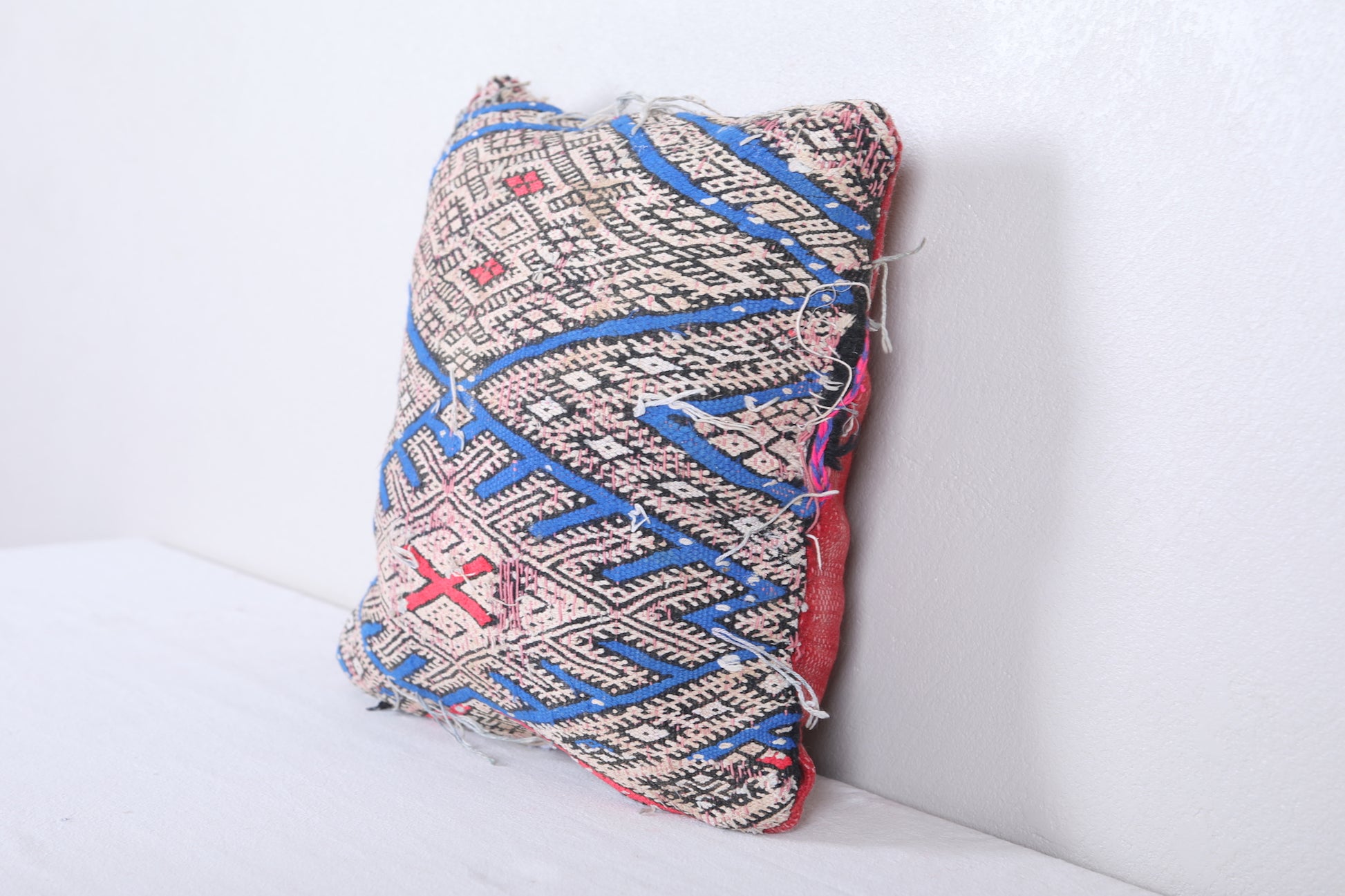 Vintage handmade moroccan kilim pillow 14.1 INCHES X 15.7 INCHES