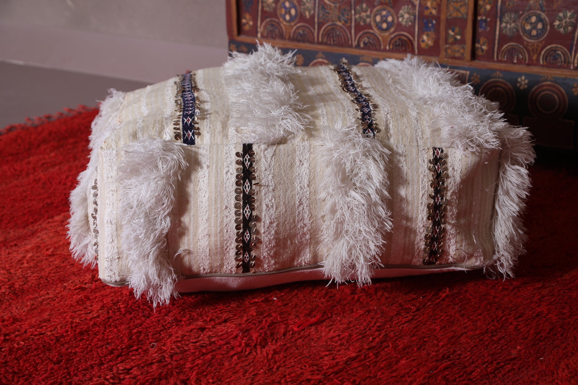 Moroccan handwoven rug berber pouf