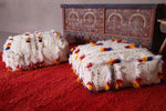 Two Moroccan berber handwoven old kilim poufs