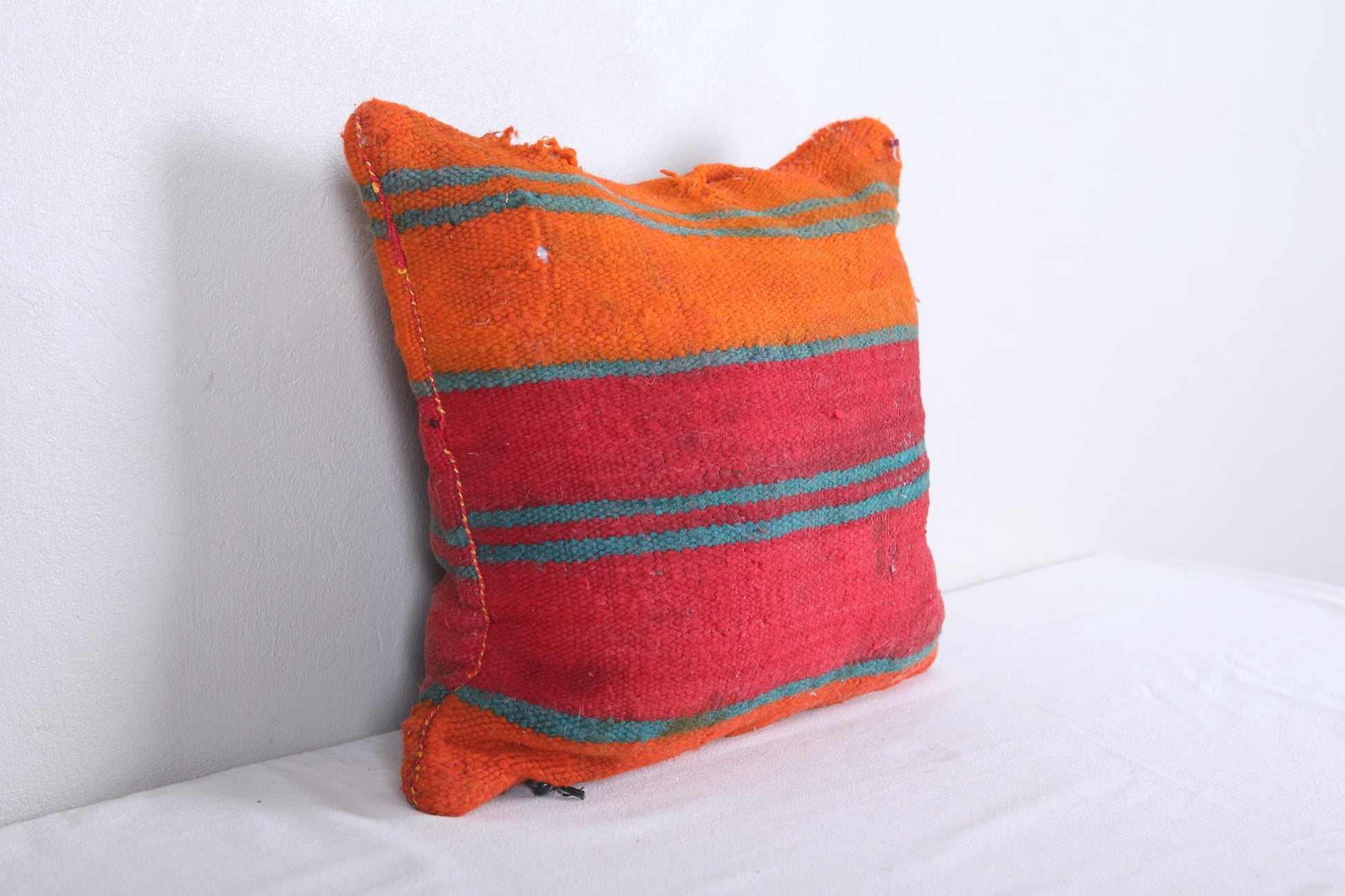 Vintage handmade moroccan kilim pillow 15.7 INCHES X 16.5 INCHES