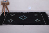 Black moroccan handwoven kilim 3 FT X 4.8 FT
