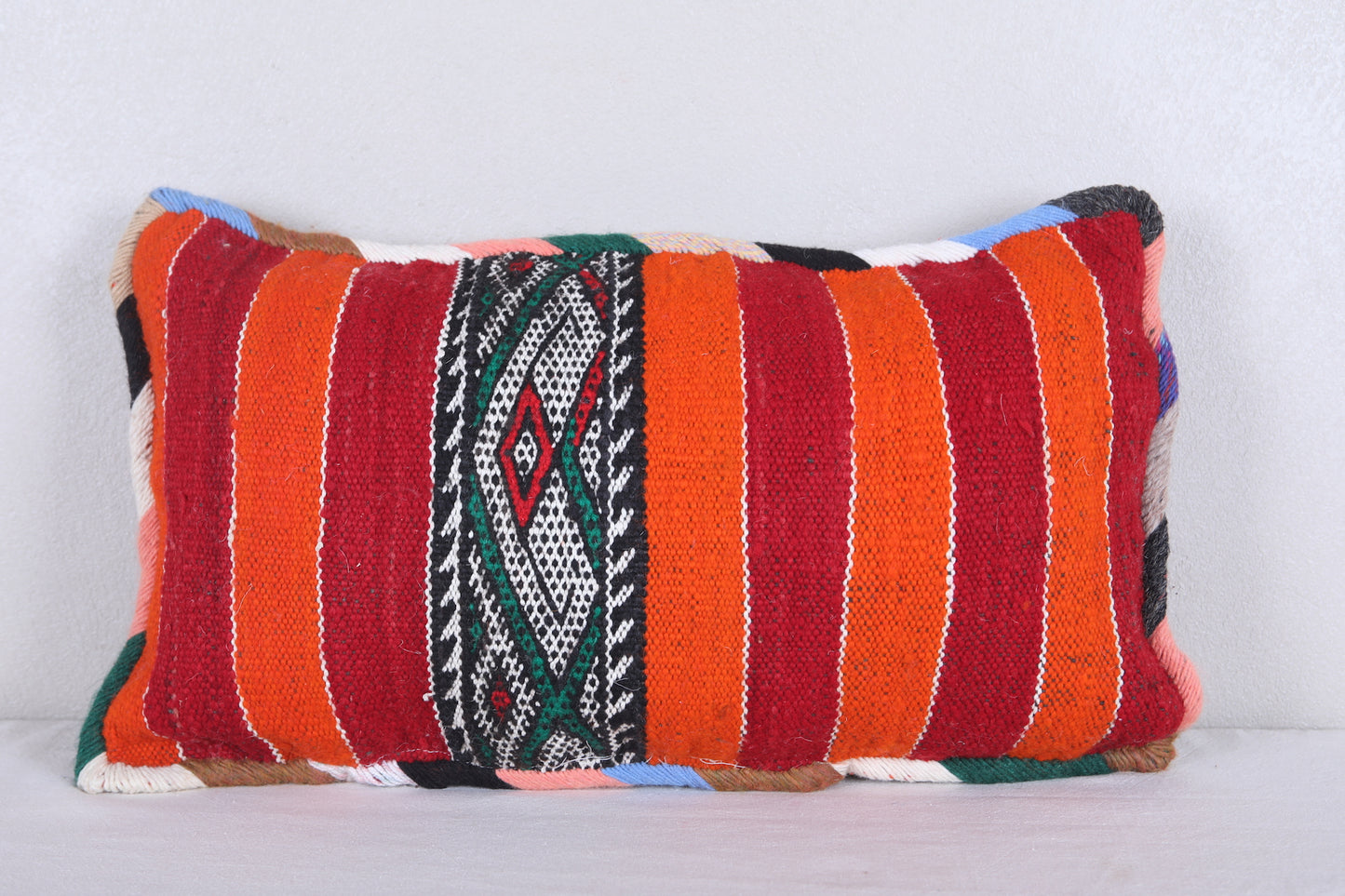 Vintage moroccan handwoven kilim pillow 13.7 INCHES X 23.6 INCHES