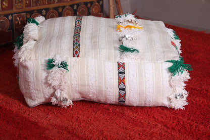 Moroccan handwoven berber kilim decor pouf