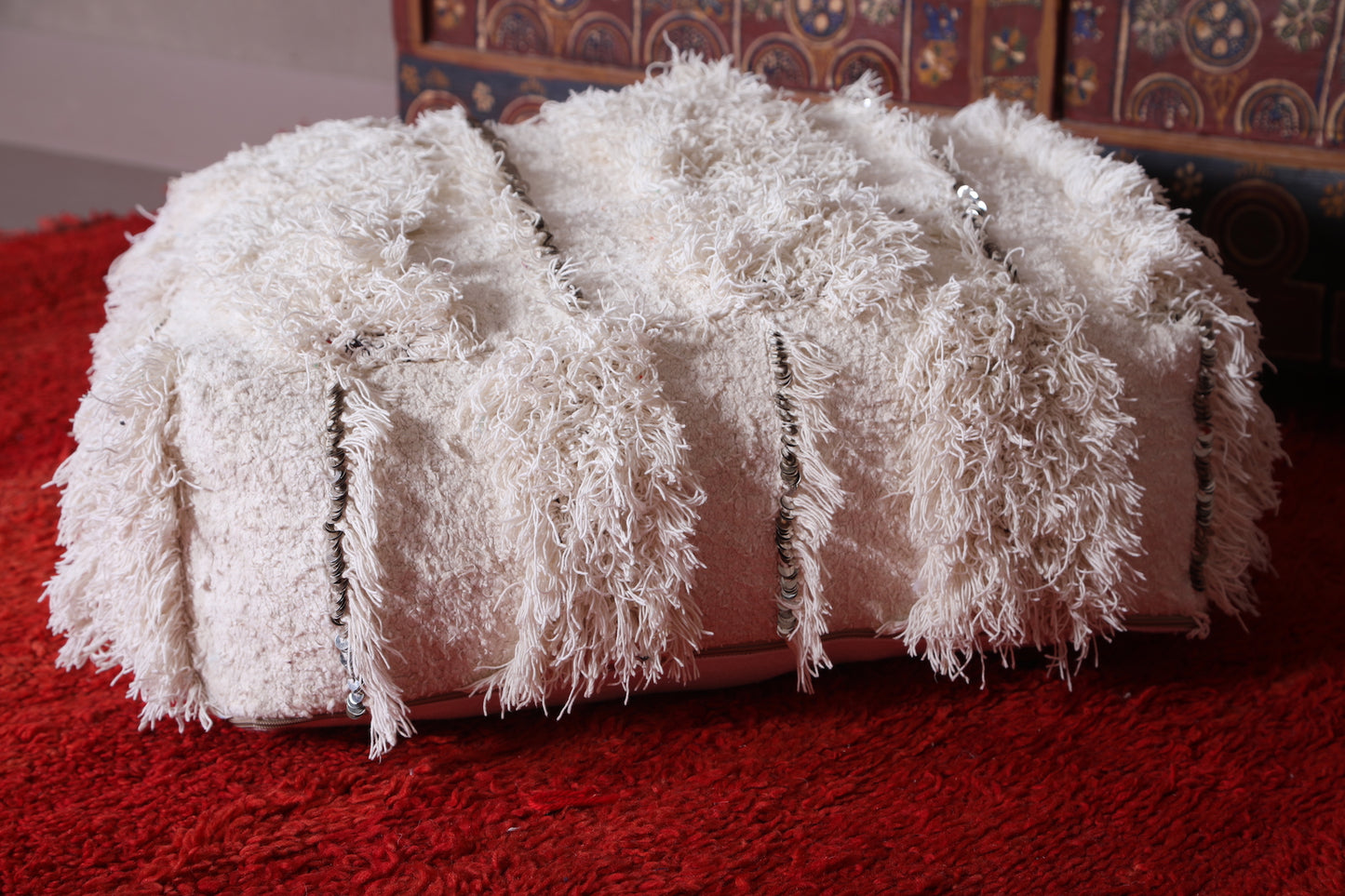 Moroccan handwoven kilim pouf