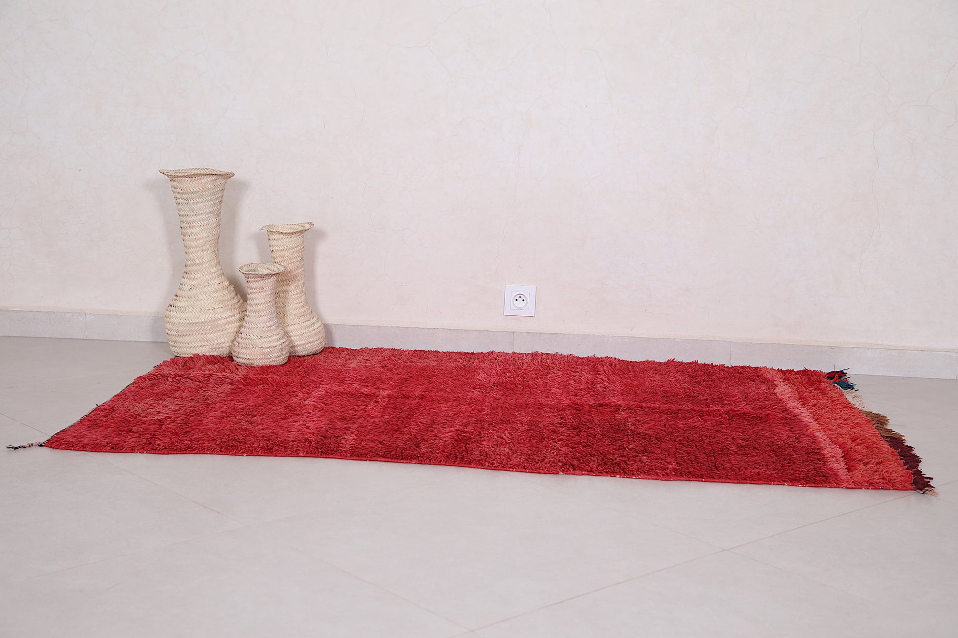 Moroccan rug red 3.5 FT X 5.7 FT