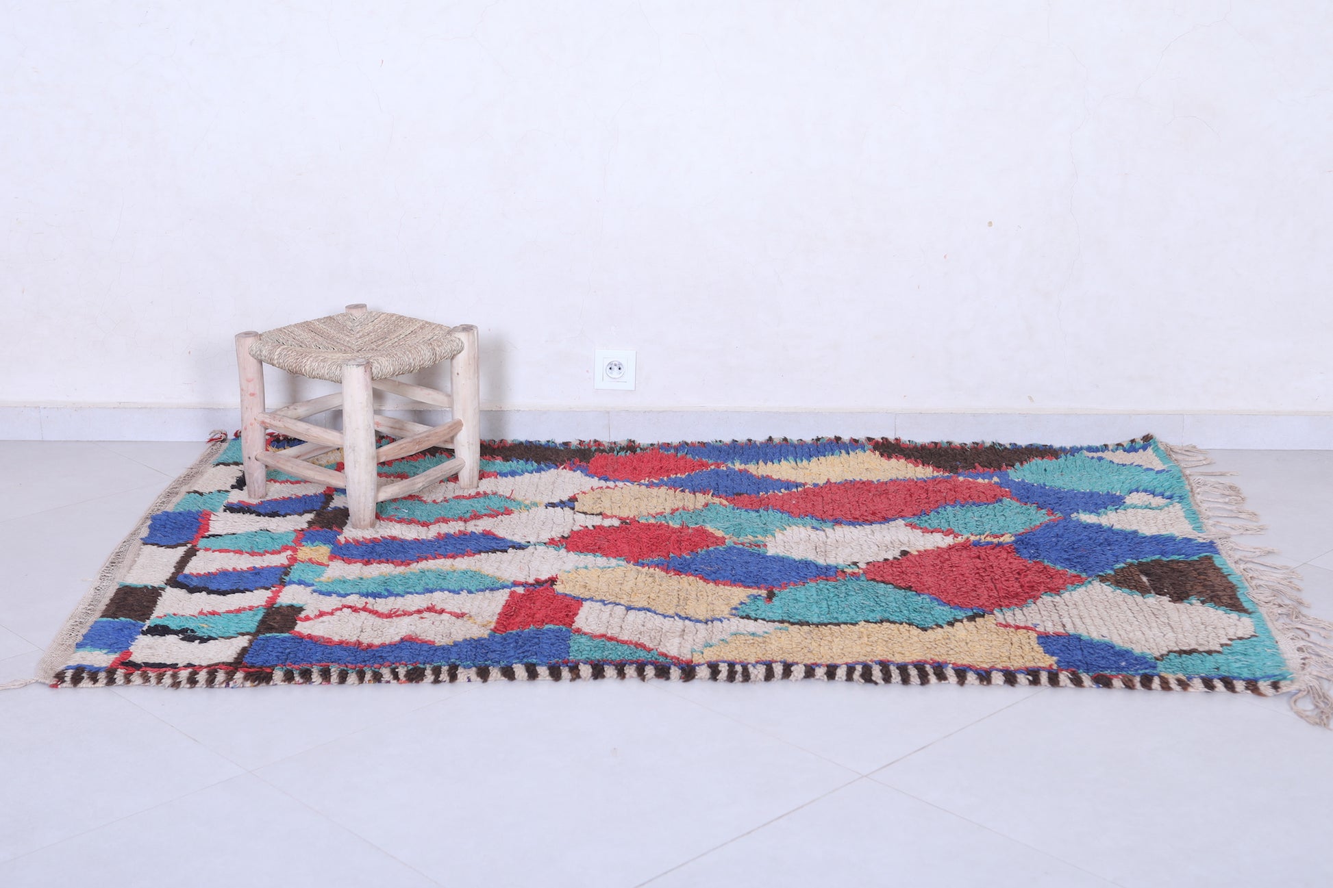 Colorful handmade moroccan berber rug 3.8 X 6.5 Feet