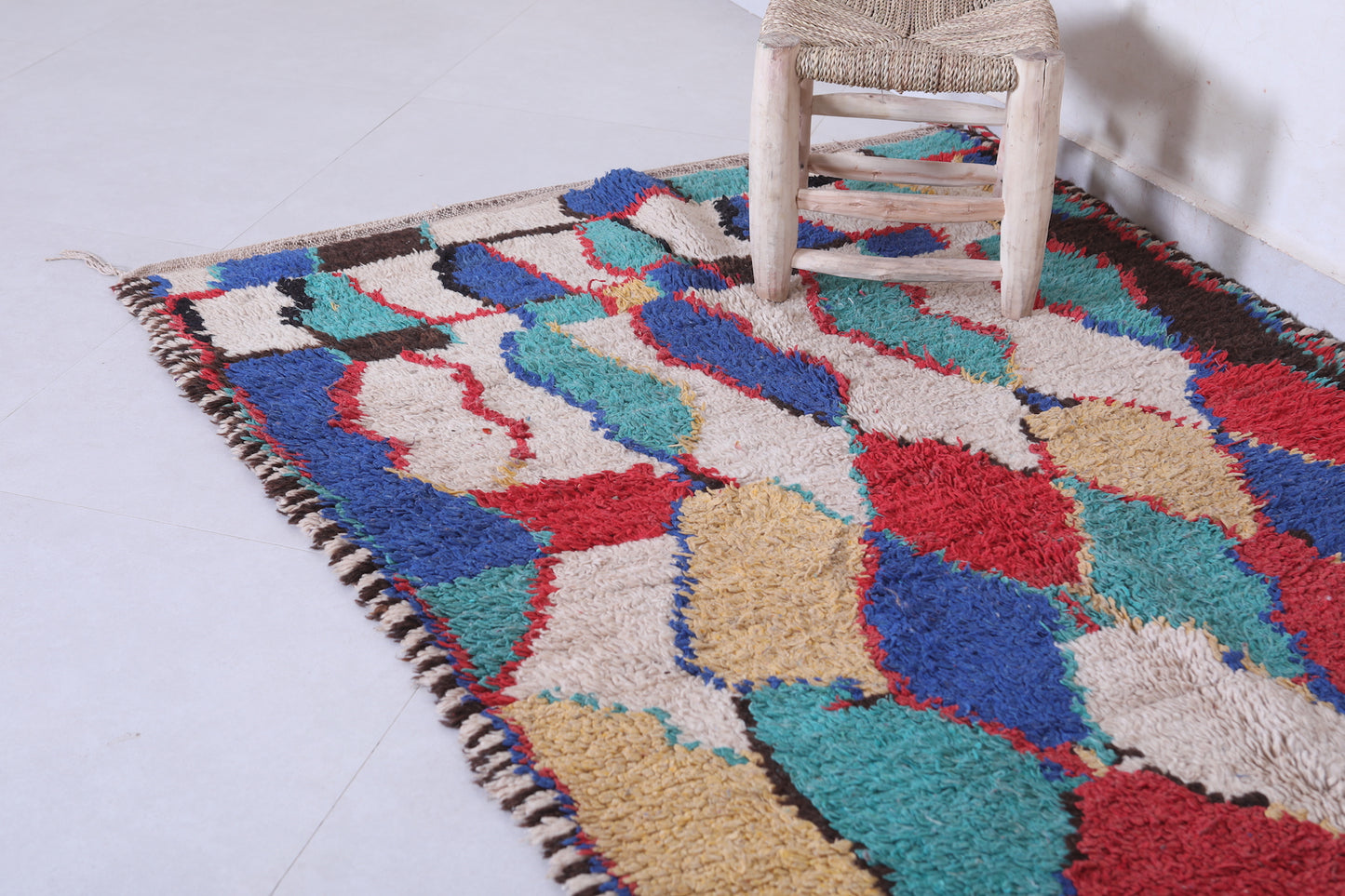 Colorful handmade moroccan berber rug 3.8 X 6.5 Feet