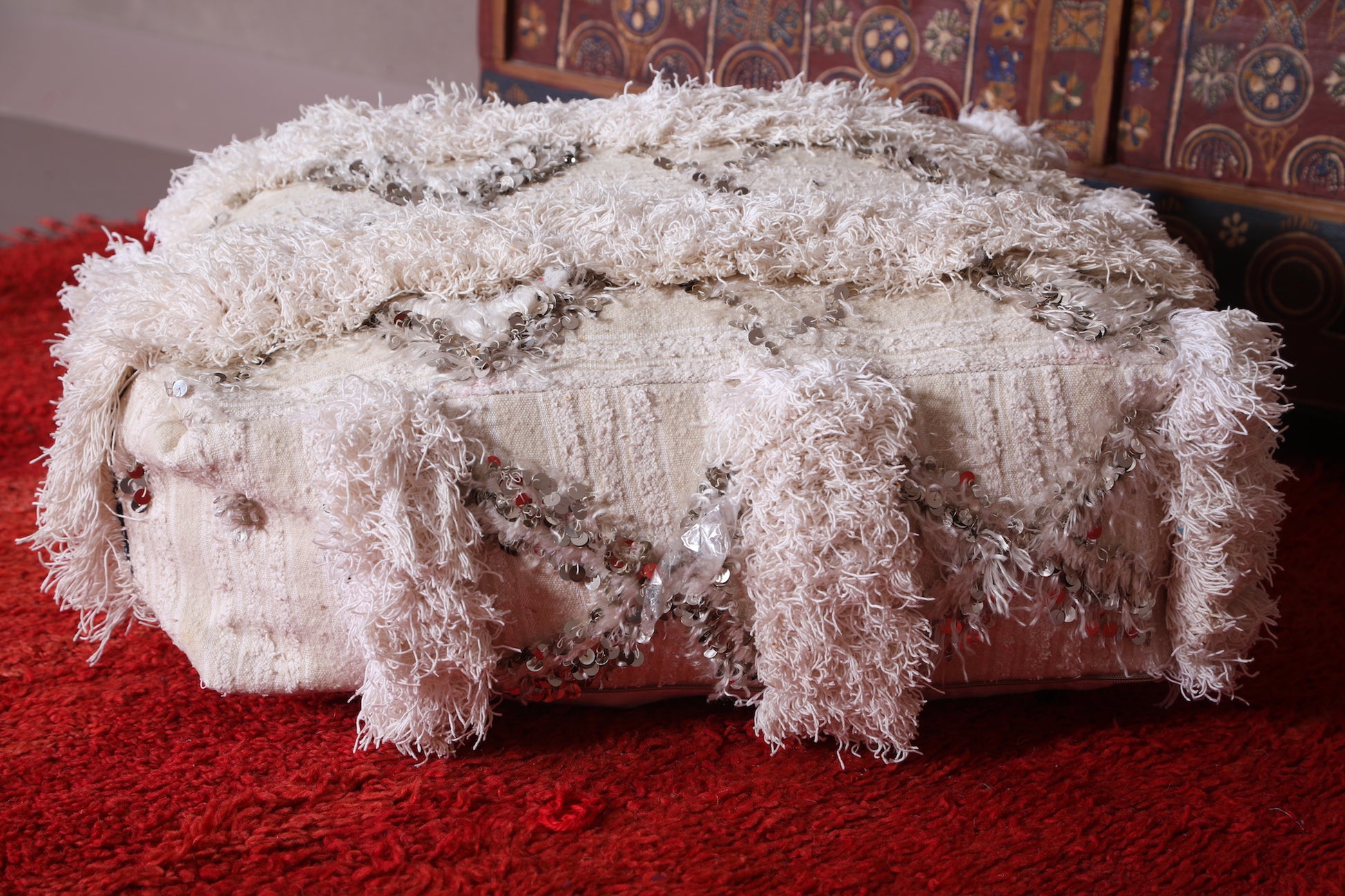 Handmade decor berber woven rug pouf