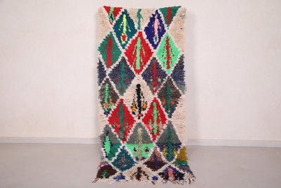 Moroccan Rug 3.1 x 7.2 Feet - Vibrant Wool Design with Geometric Shapes - moroccan rug