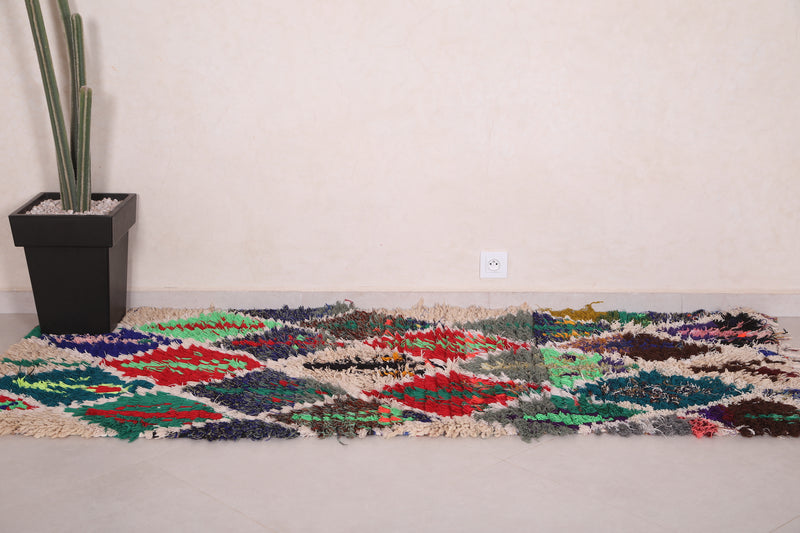 Moroccan Rug 3.1 x 7.2 Feet - Vibrant Wool Design with Geometric Shapes - moroccan rug