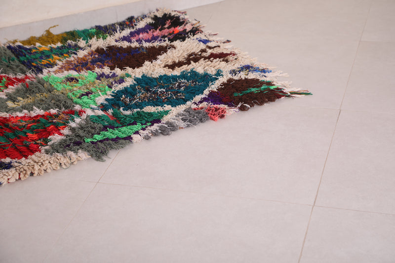 Moroccan Rug 3.1 x 7.2 Feet - Vibrant Wool Design with Geometric Shapes - moroccan rug