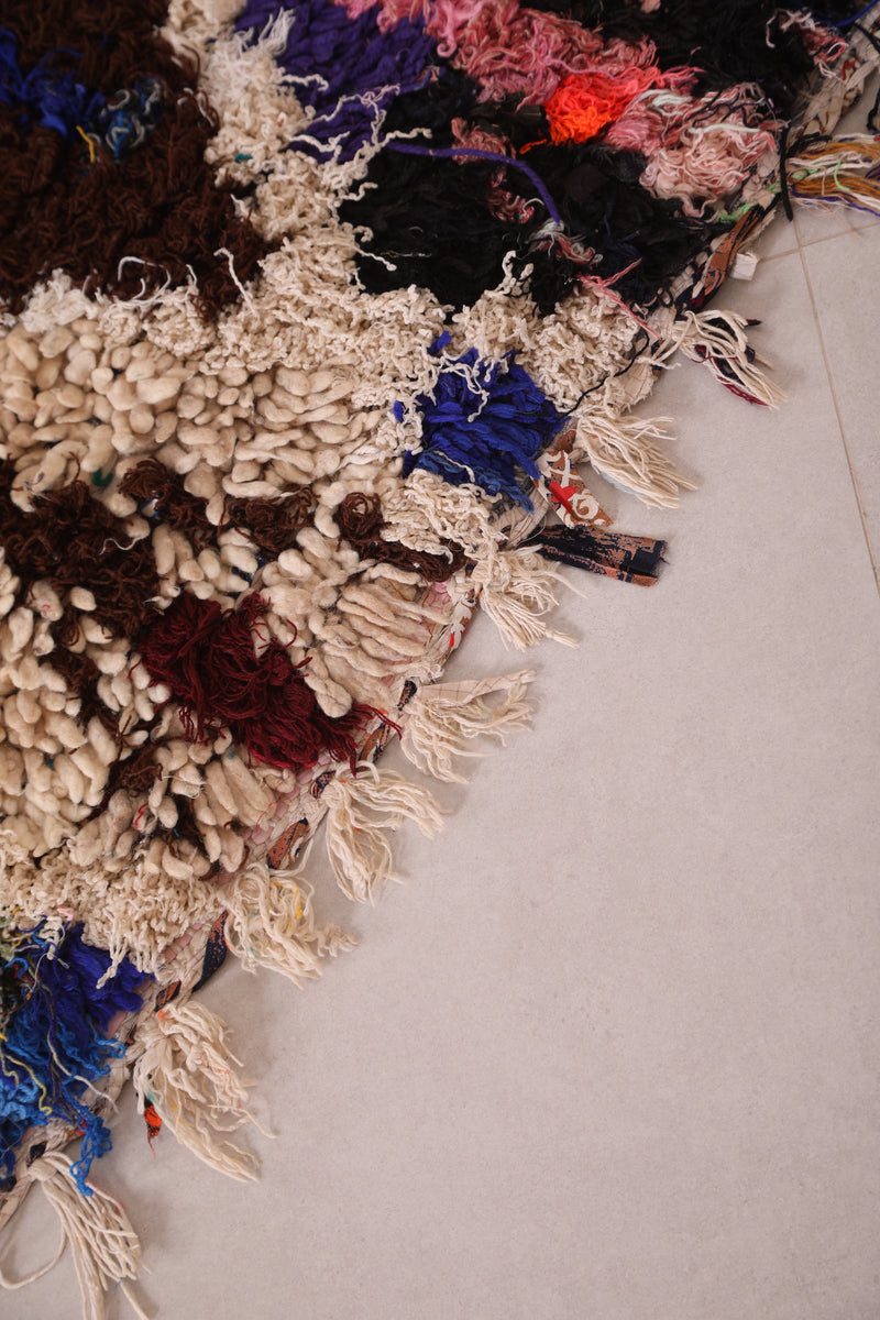 Moroccan Rug 3.1 x 7.2 Feet - Vibrant Wool Design with Geometric Shapes - moroccan rug