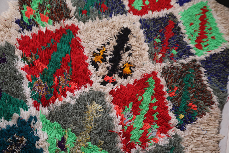 Moroccan Rug 3.1 x 7.2 Feet - Vibrant Wool Design with Geometric Shapes - moroccan rug