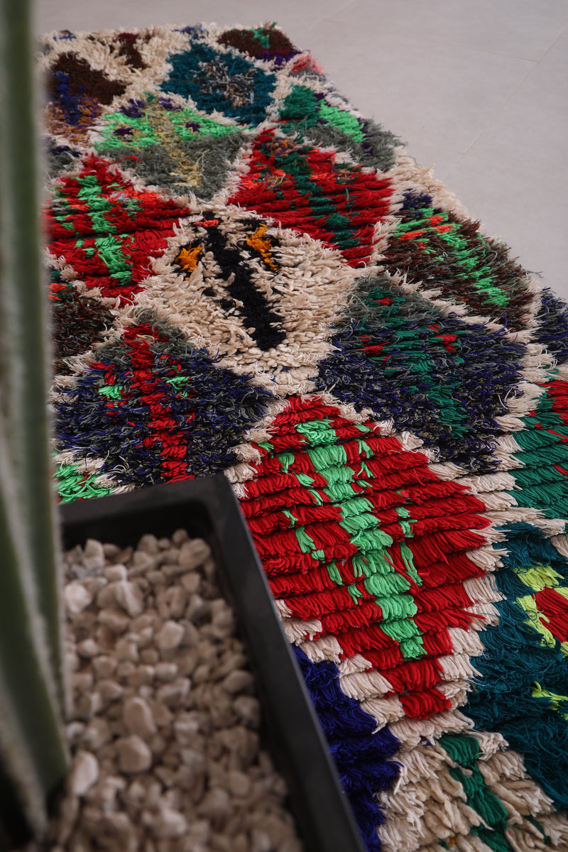 Moroccan Rug 3.1 x 7.2 Feet - Vibrant Wool Design with Geometric Shapes - moroccan rug