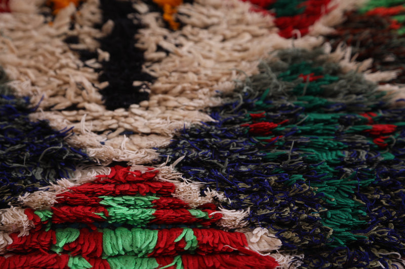 Moroccan Rug 3.1 x 7.2 Feet - Vibrant Wool Design with Geometric Shapes - moroccan rug