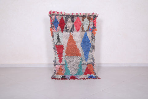 Vintage Moroccan Boucherouite rug 2.5 X 4.6 Feet