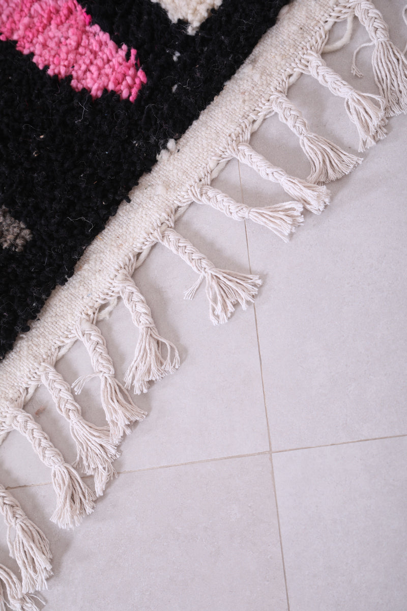 Moroccan Rug 4.9 x 7.8 Feet - Abstract Pink, Blue, and Black Design - moroccan rug