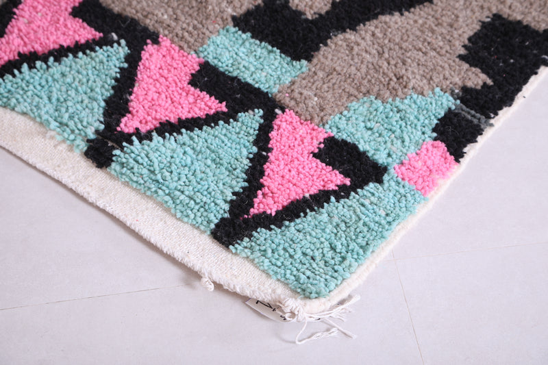 Moroccan Rug 4.9 x 7.8 Feet - Abstract Pink, Blue, and Black Design - moroccan rug