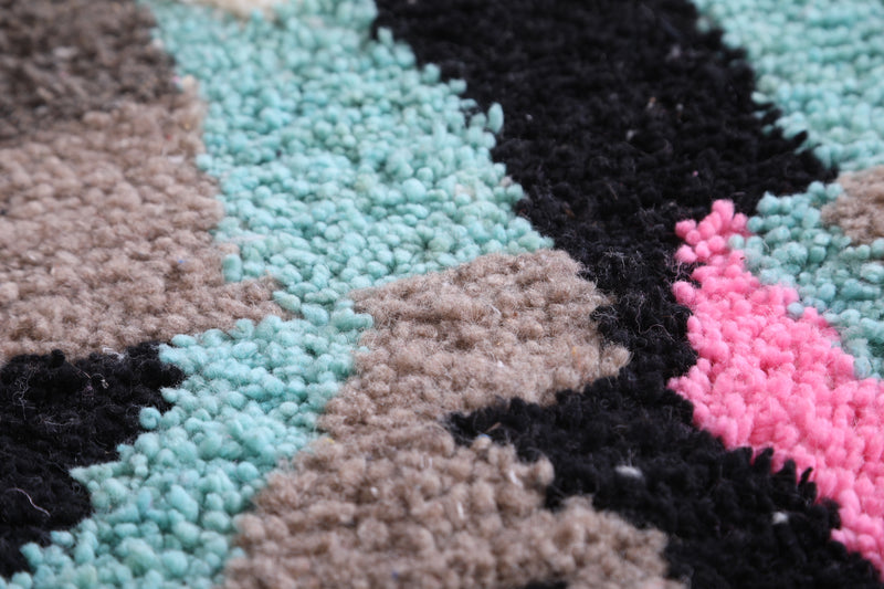 Moroccan Rug 4.9 x 7.8 Feet - Abstract Pink, Blue, and Black Design - moroccan rug