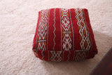Red Moroccan berber pouf ottoman