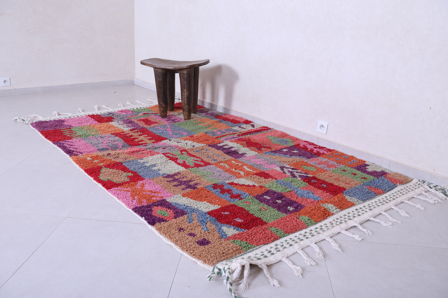 Colourful handmade moroccan berber rug 5.4 FT X 8.9 FT