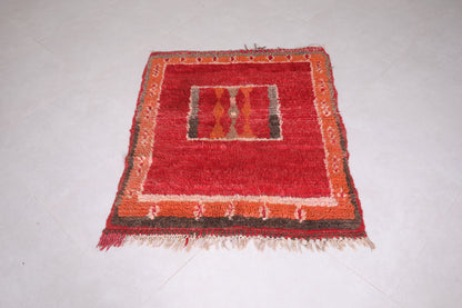 Vintage red moroccan rug 3.2 X 3.8 Feet