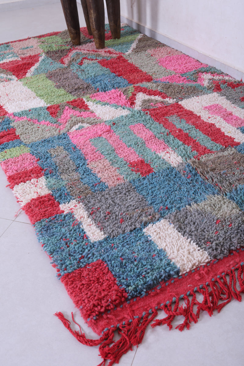 Colourful handmade moroccan berber rug 4.8 FT X 9.1 FT - azilal rug