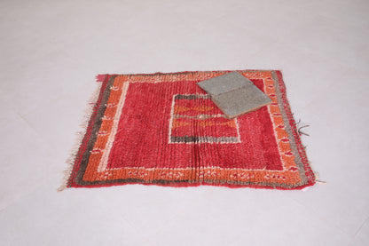 Vintage red moroccan rug 3.2 X 3.8 Feet